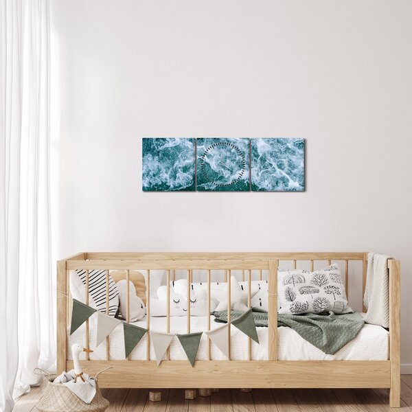 Kép - Óceáni hullámok (órával) (90x30 cm)