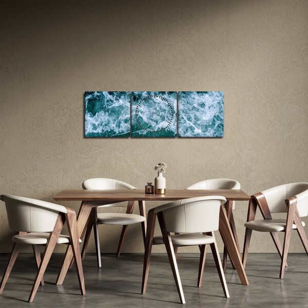 Kép - Óceáni hullámok (órával) (90x30 cm)