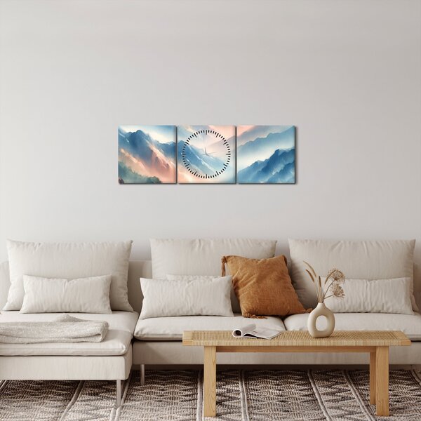Kép - Akvarell hegyek (órával) (90x30 cm)
