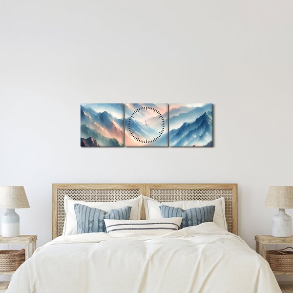 Kép - Akvarell hegyek (órával) (90x30 cm)