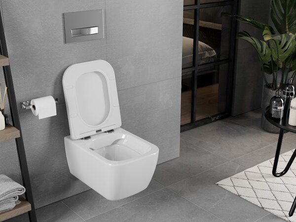 Mexen Elis Rimless WC csésze lassan záródó slim üléssel, duroplast, fényes fehér - 30910600