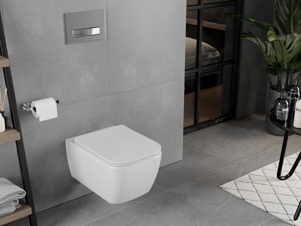 Mexen Elis Rimless WC csésze lassan záródó slim üléssel, duroplast, fényes fehér - 30910600