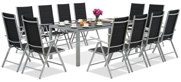 Garden Point alumínium kerti bútor nagy Polywood Verona asztallal 12 fő részére