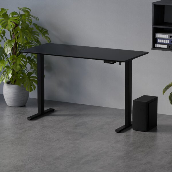 LVN System Flex+ 138x67cm fekete elektromosan állítható magasságú íróasztal | Memória funkció +USB