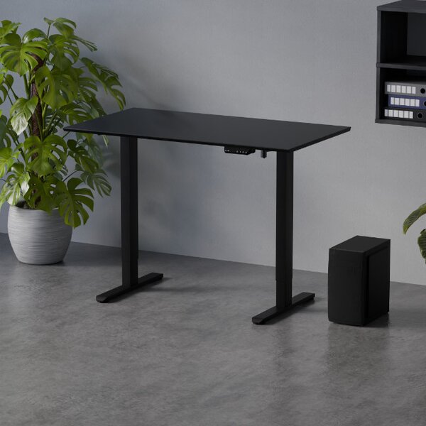 LVN System Flex+ 120x67cm fekete elektromosan állítható magasságú íróasztal | Memória funkció +USB
