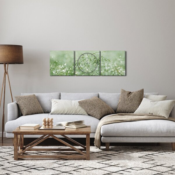 Kép - Reggeli harmat a fűszálakon (órával) (90x30 cm)