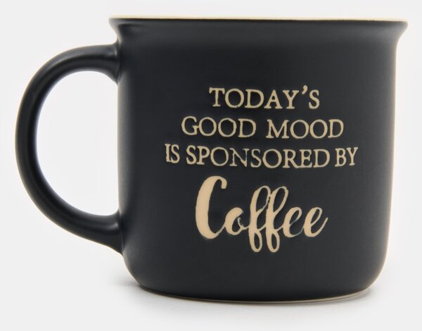 Sinsay - Kerámia bögre Today’s Good Mood Is Sponsored By Coffee felirattal - fekete