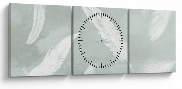 Kép - Fehér tollak (órával) (90x30 cm)