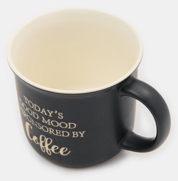 Sinsay - Kerámia bögre Today’s Good Mood Is Sponsored By Coffee felirattal - fekete