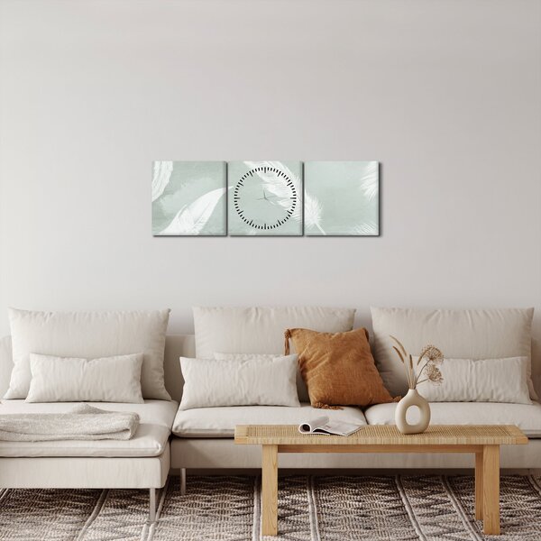 Kép - Fehér tollak (órával) (90x30 cm)