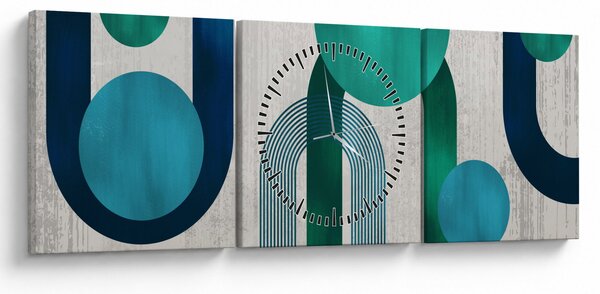 Kép - Vonalak és kör alakzatok (órával) (90x30 cm)