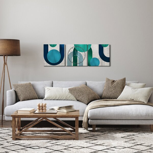 Kép - Vonalak és kör alakzatok (órával) (90x30 cm)