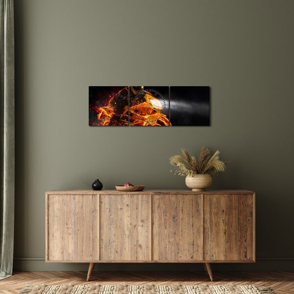 Kép - Motoros lángokkal (órával) (90x30 cm)