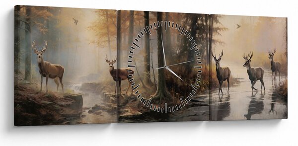 Kép - Vintage vadvilág festmény (órával) (90x30 cm)