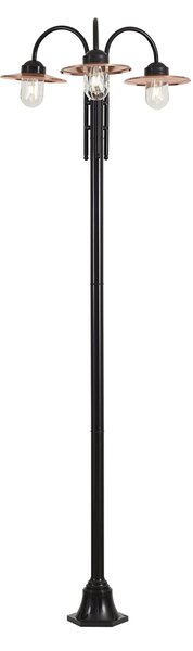 Modern kültéri lámpa fekete rézzel 235 cm 3-lámpás IP44 - Kansas