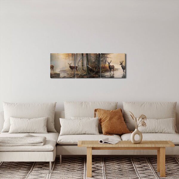 Kép - Vintage vadvilág festmény (órával) (90x30 cm)