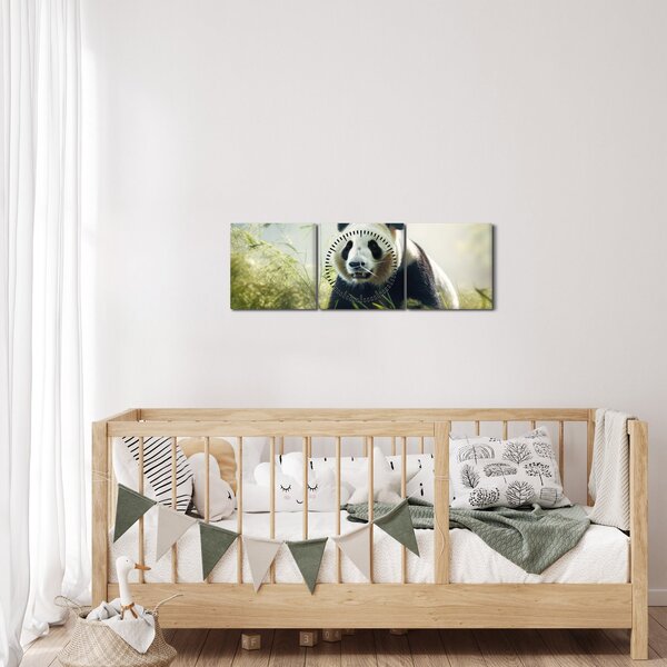 Kép - Panda (órával) (90x30 cm)
