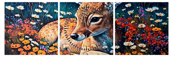 Kép - Festett szarvas (órával) (90x30 cm)