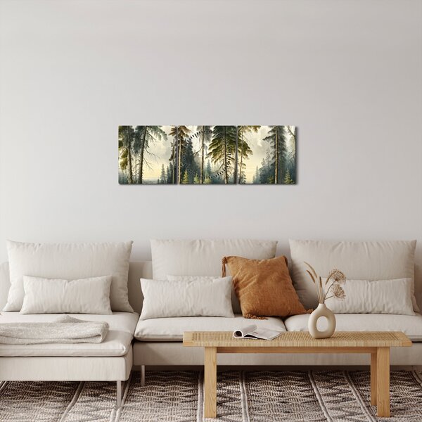 Kép - Szüreti táj az erdők (órával) (90x30 cm)