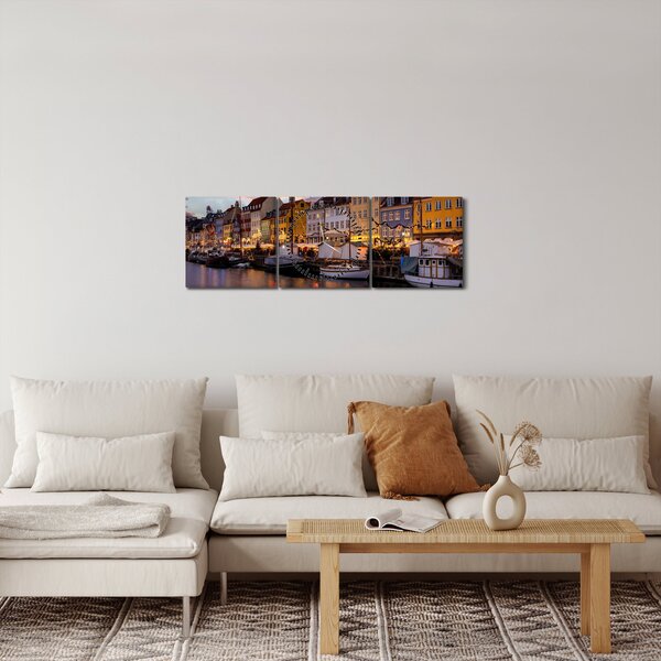 Kép - Nyhavn, Koppenhága (órával) (90x30 cm)