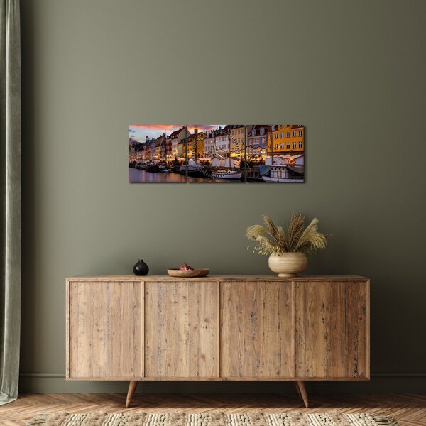 Kép - Nyhavn, Koppenhága (órával) (90x30 cm)