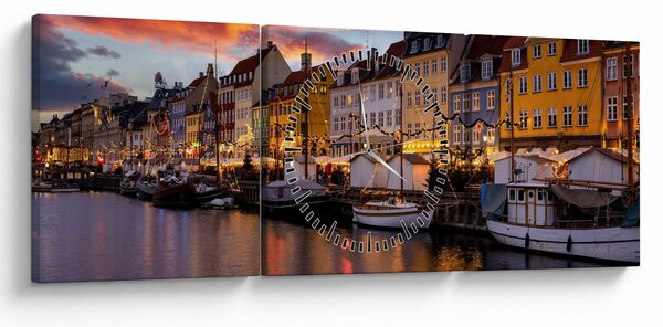 Kép - Nyhavn, Koppenhága (órával) (90x30 cm)