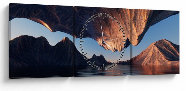 Kép - 3D sziklák (órával) (90x30 cm)