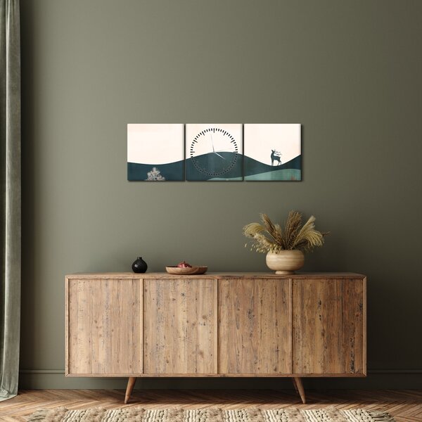 Kép - Illusztrált tájkép (órával) (90x30 cm)