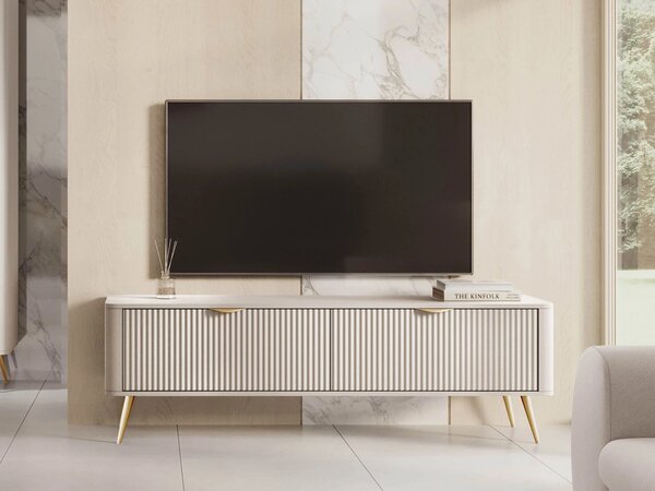 TV-állvány Lectum, Közepes sűrűségű farostlemez, Laminált forgácslap, 52x164x38cm, Bézs