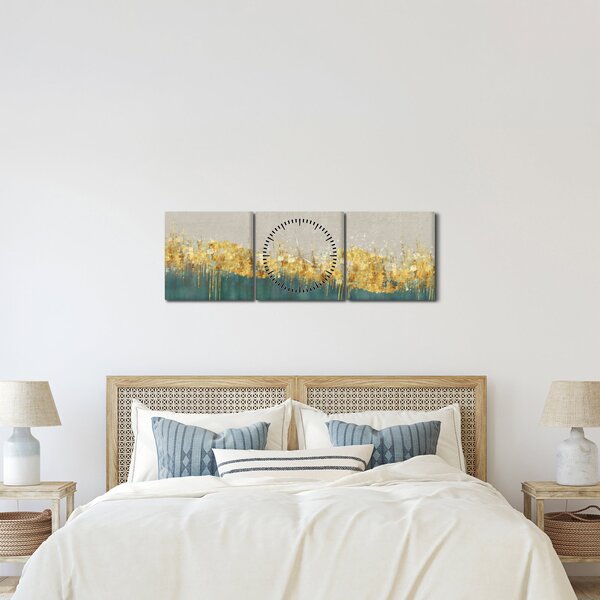 Kép - Textúra arany díszítéssel (órával) (90x30 cm)