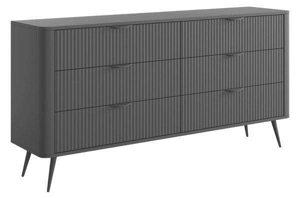 Komód Lectum II, Közepes sűrűségű farostlemez, Laminált forgácslap, 82x164x38cm, Grafit
