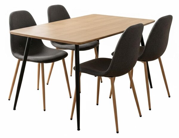 AVENBERG NATURAL Étkezőgarnitúra 4 szék + asztal 120cm, szürke