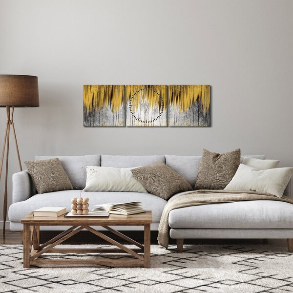 Kép - Arany vonalak (órával) (90x30 cm)