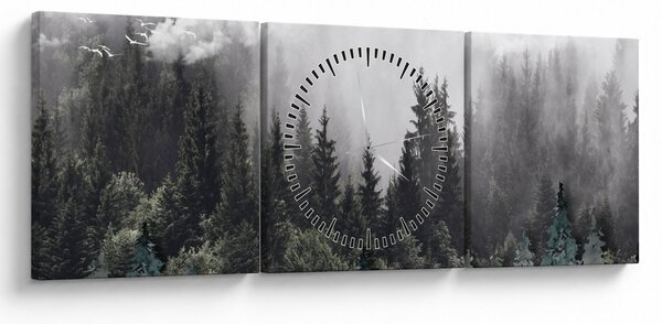 Kép - Erdő illusztrált elemekkel (órával) (90x30 cm)