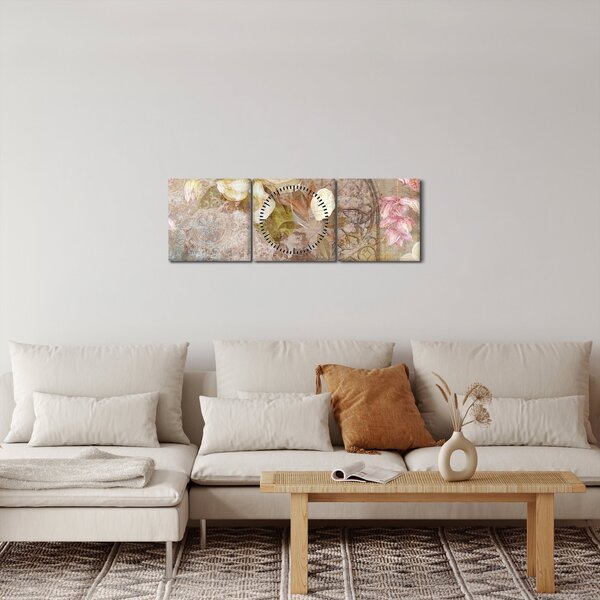 Kép - Virág dísz (órával) (90x30 cm)