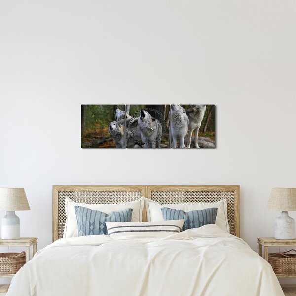 Kép - Farkasok a sziklán (órával) (90x30 cm)