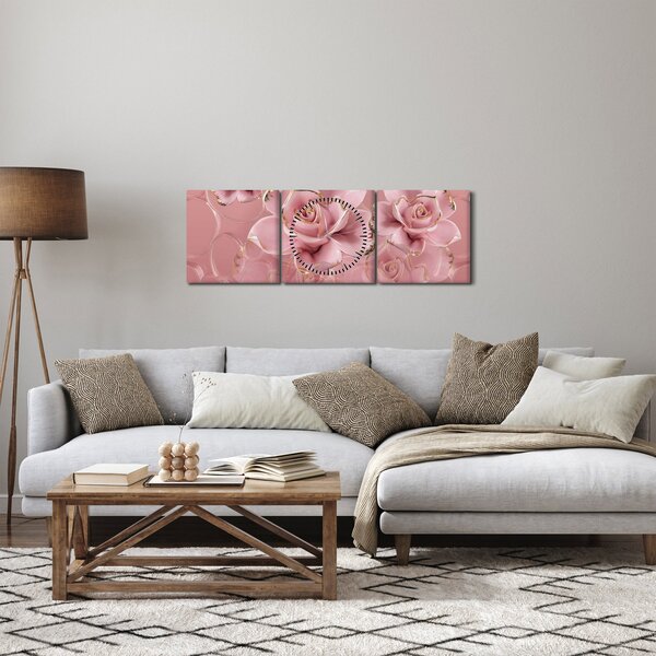 Kép - Virágos dekoráció (órával) (90x30 cm)