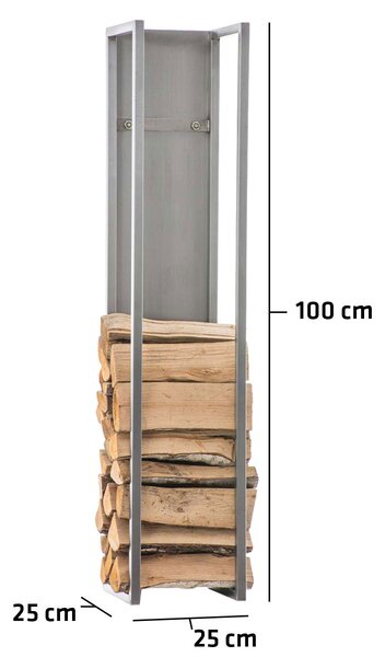 Spark rozsdamentes acél tűzifa tároló (100x25x25 cm)