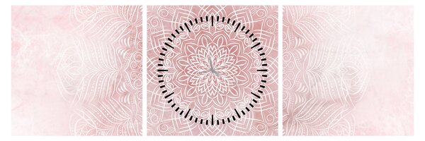 Kép - Rózsaszín mandala (órával) (90x30 cm)