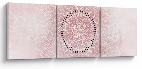 Kép - Rózsaszín mandala (órával) (90x30 cm)