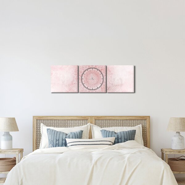 Kép - Rózsaszín mandala (órával) (90x30 cm)