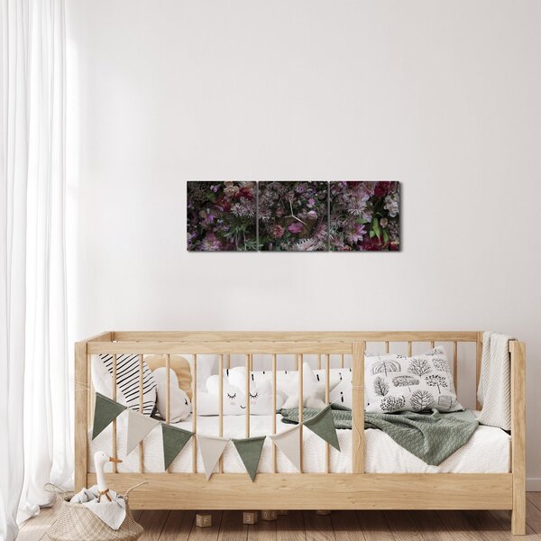 Kép - Virágfal (órával) (90x30 cm)