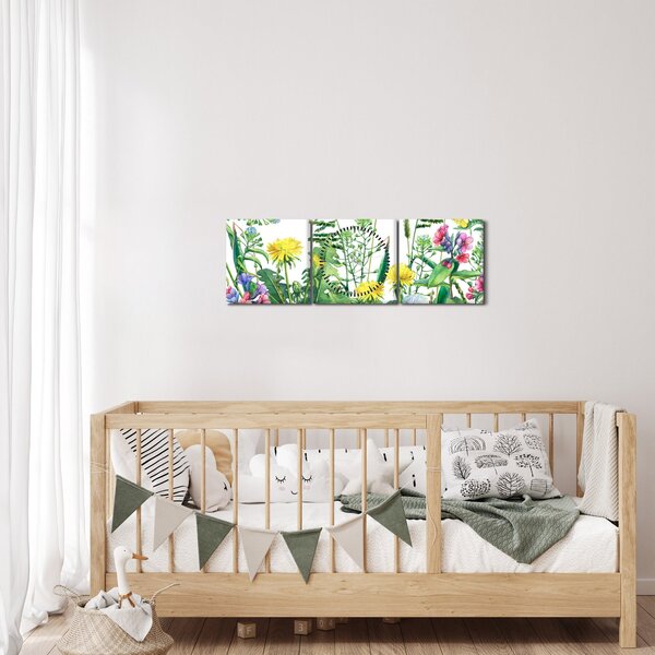Kép - Festett réti virágok (órával) (90x30 cm)