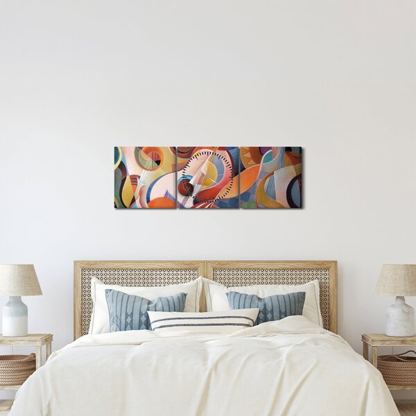 Kép - Zenei absztrakt (órával) (90x30 cm)