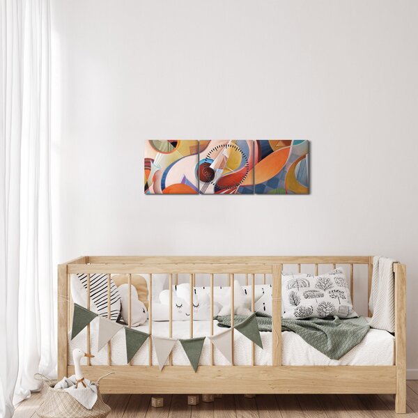 Kép - Zenei absztrakt (órával) (90x30 cm)