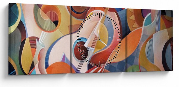 Kép - Zenei absztrakt (órával) (90x30 cm)