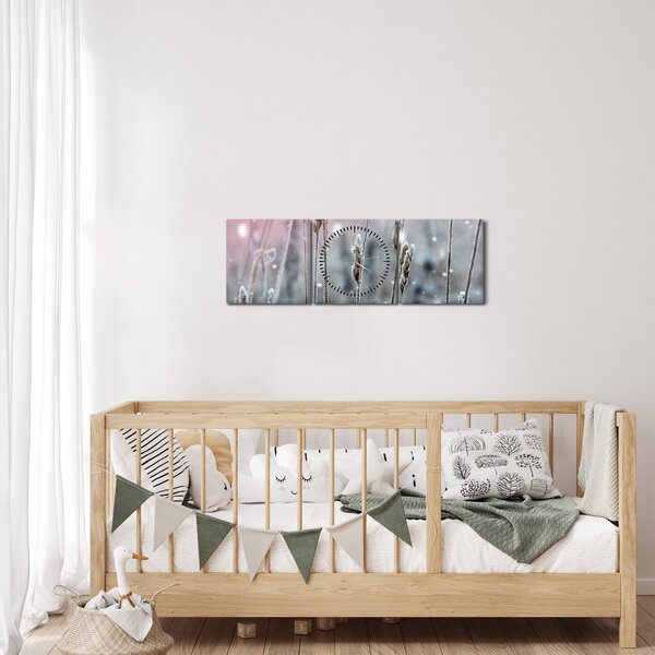 Kép - Téli táj (órával) (90x30 cm)