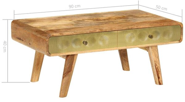 VidaXL tömör mangófa dohányzóasztal 90 x 50 x 40 cm