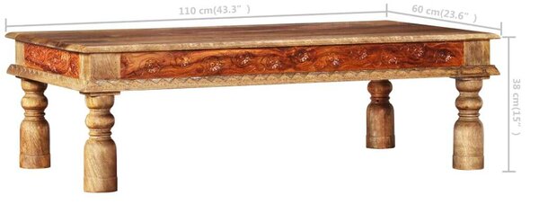 VidaXL tömör mangófa/akácfából dohányzóasztal 110 x 60 x 38 cm