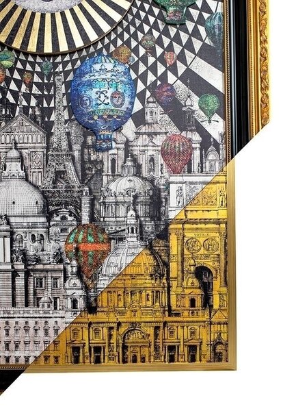 KARE Balloons Művészi Fali Kép Fekete-Arany Keret 160x260